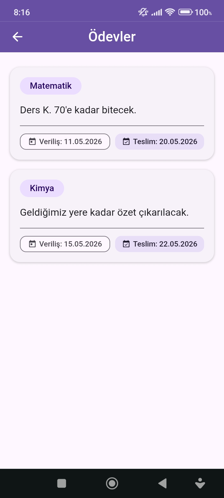 MSAL Öğrenci Ödevler Ekranı